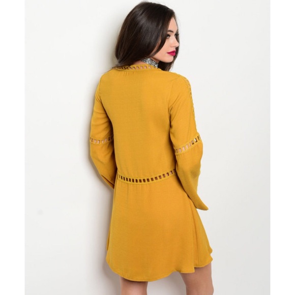 Mustard Tunic Dress & Crochet Details - Picture 2 of 2