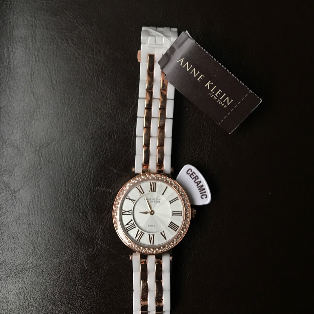 Anne Klein Ceramic/Gold Swarovski 12/2262RGWT