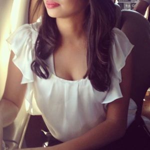 Satin Style Flowy White Blouse Small Top