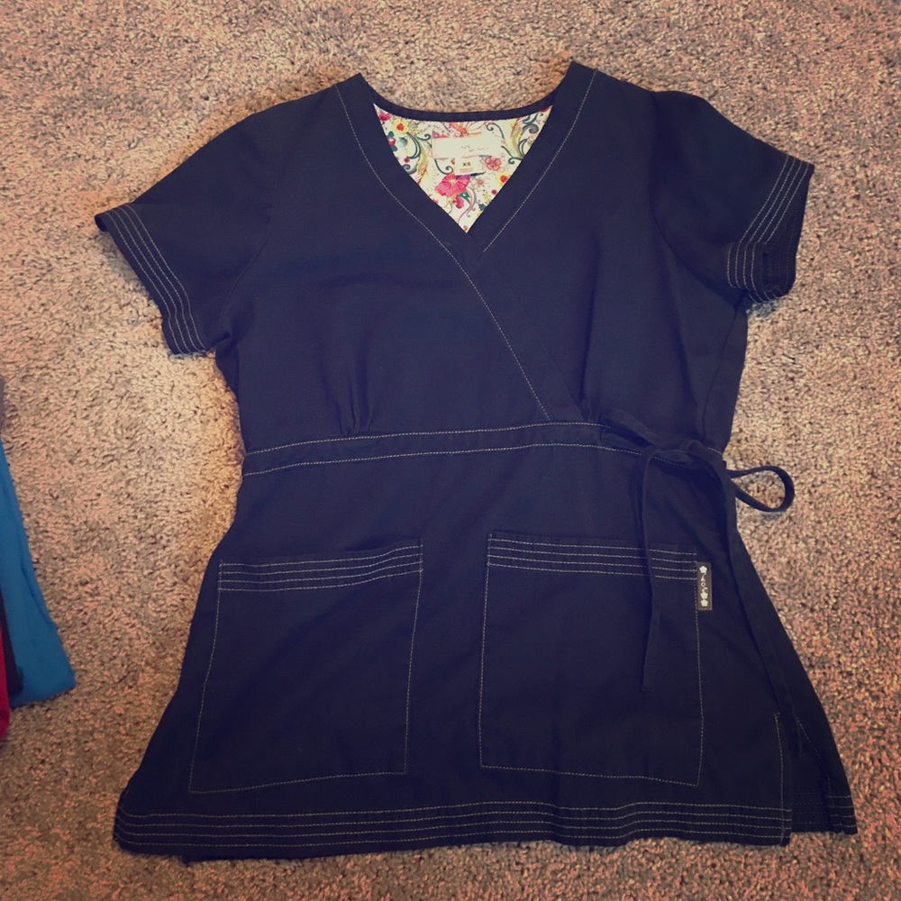 Koi black scrub top