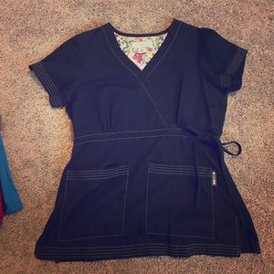Koi black scrub top
