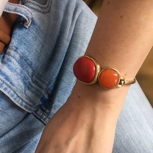 Lucky Brand Brass & Red Orange Stone Bracelet Gold