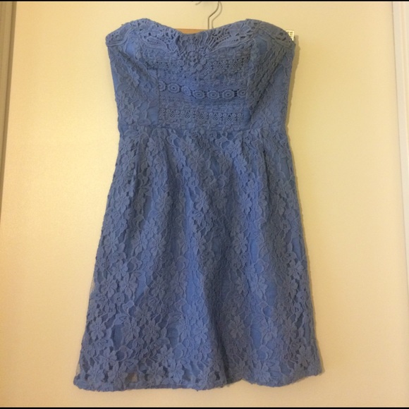 Free People strapless periwinkle lace dress - Picture 1 of 4