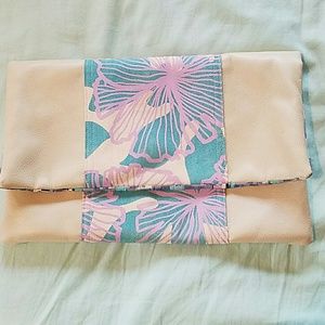 Leather, screen print, & vintage Jana Lam clutch