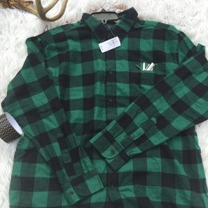 Croft & Barrow green/black plaid flannel shirt