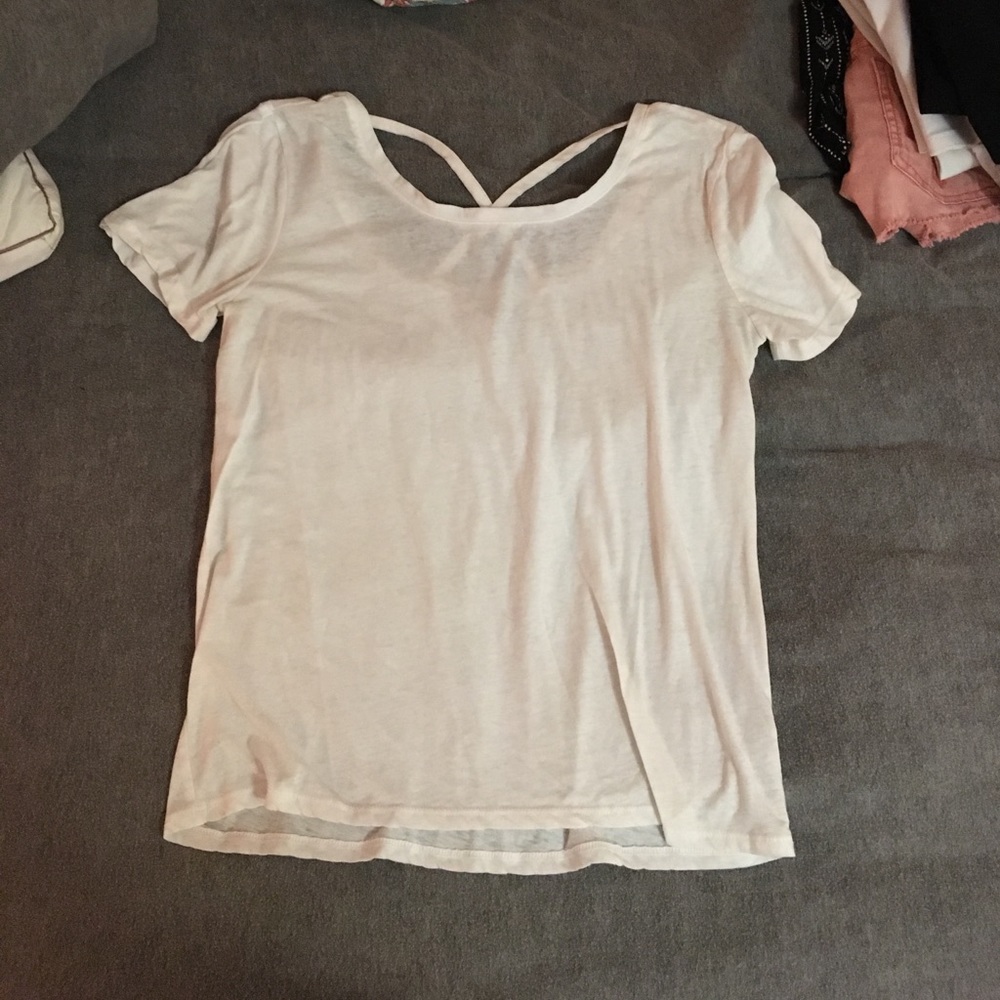white crisscross back tshirt