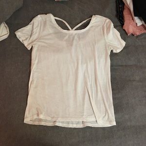 white crisscross back tshirt