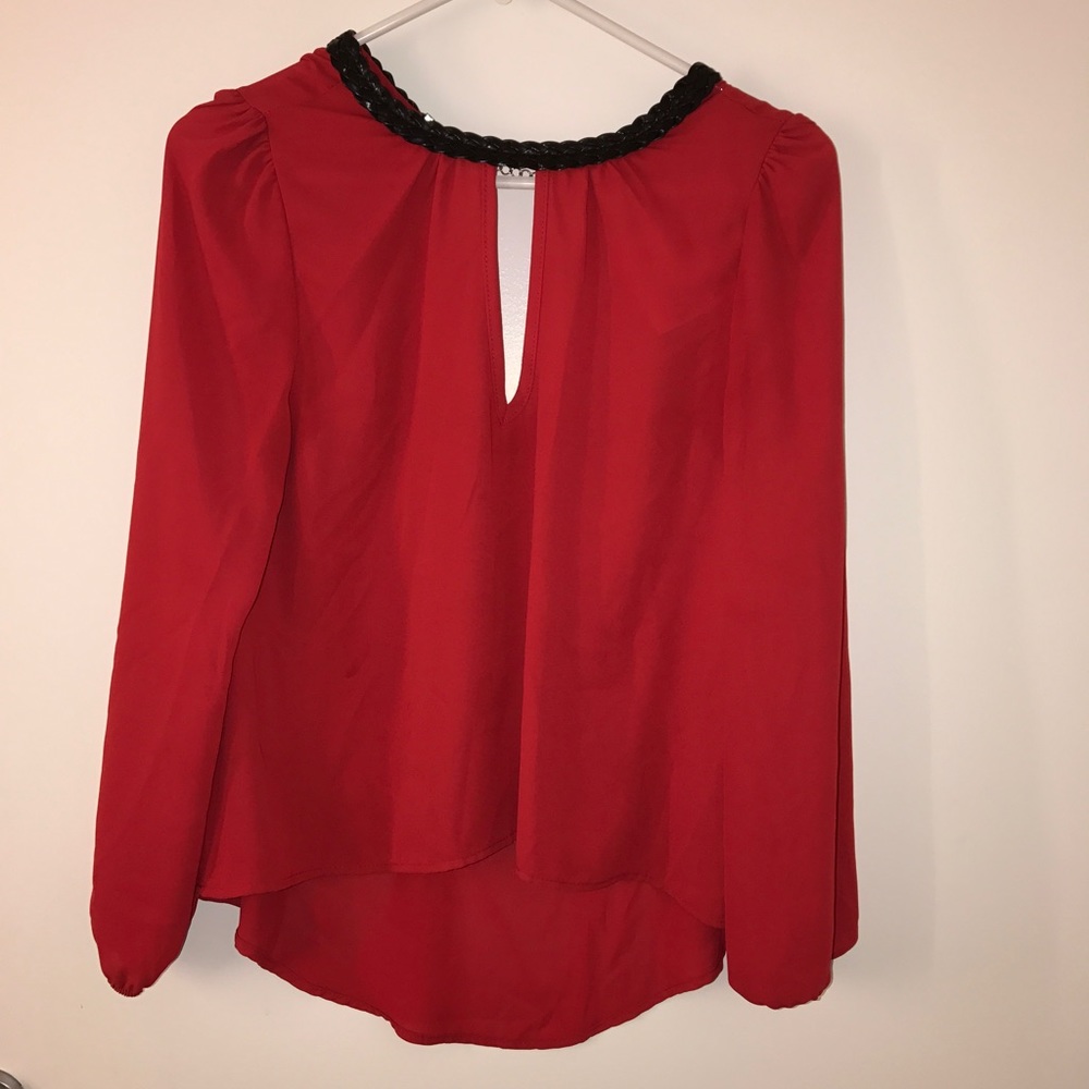 Leather Detailed Red Shirt