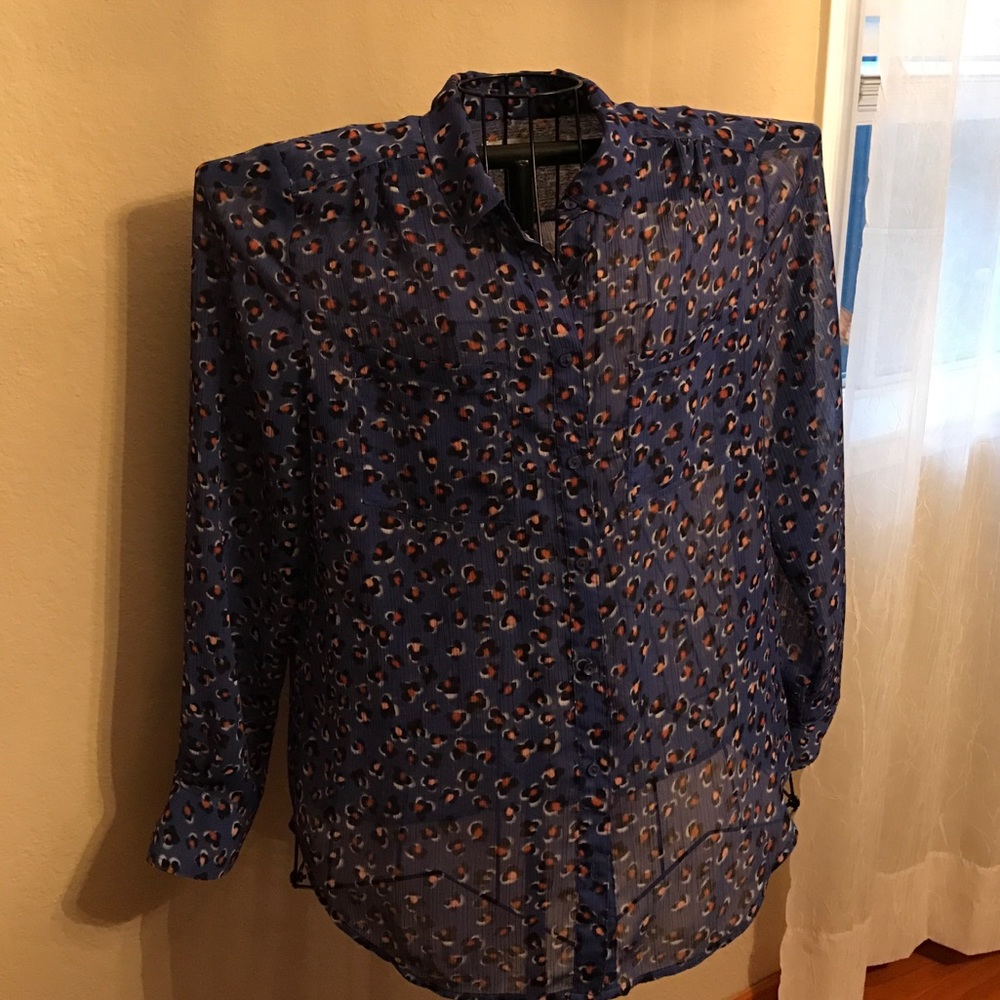 Sheer Blouse multi colored long sleeve