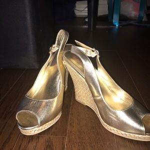 Kristin Leather Wedge-Gold Metallic Lilly Pulitzer