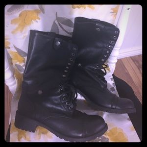 Black combat boots