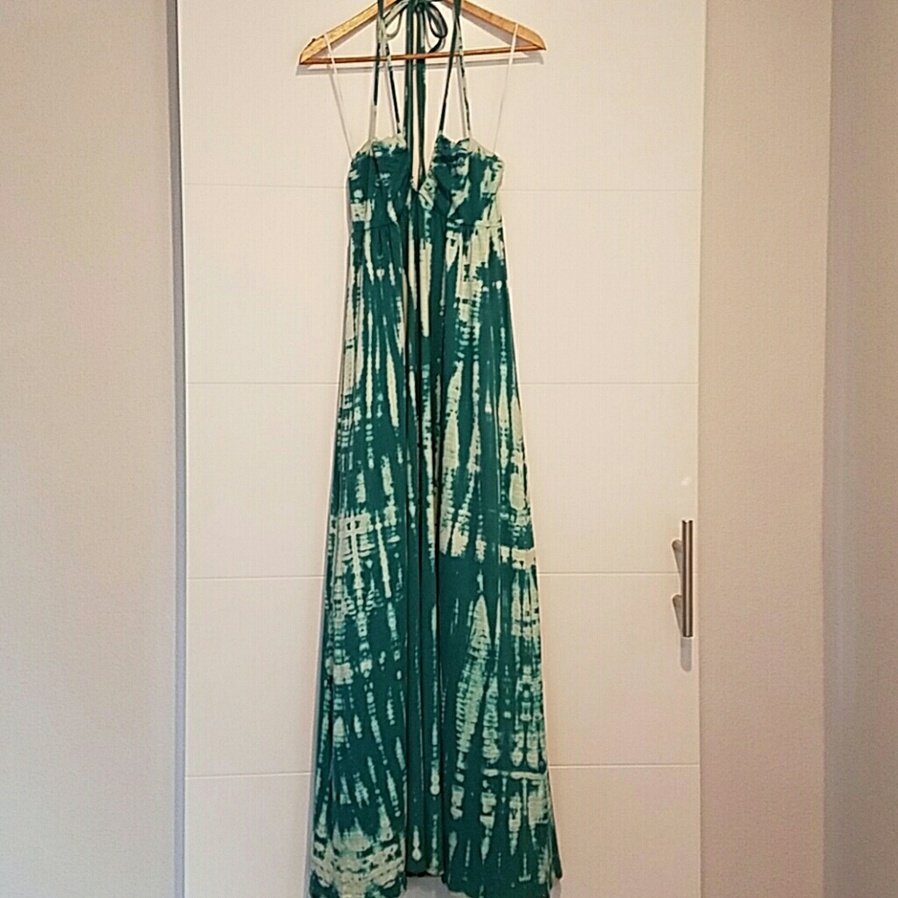Teal tie dye Fighting Eel maxi dress