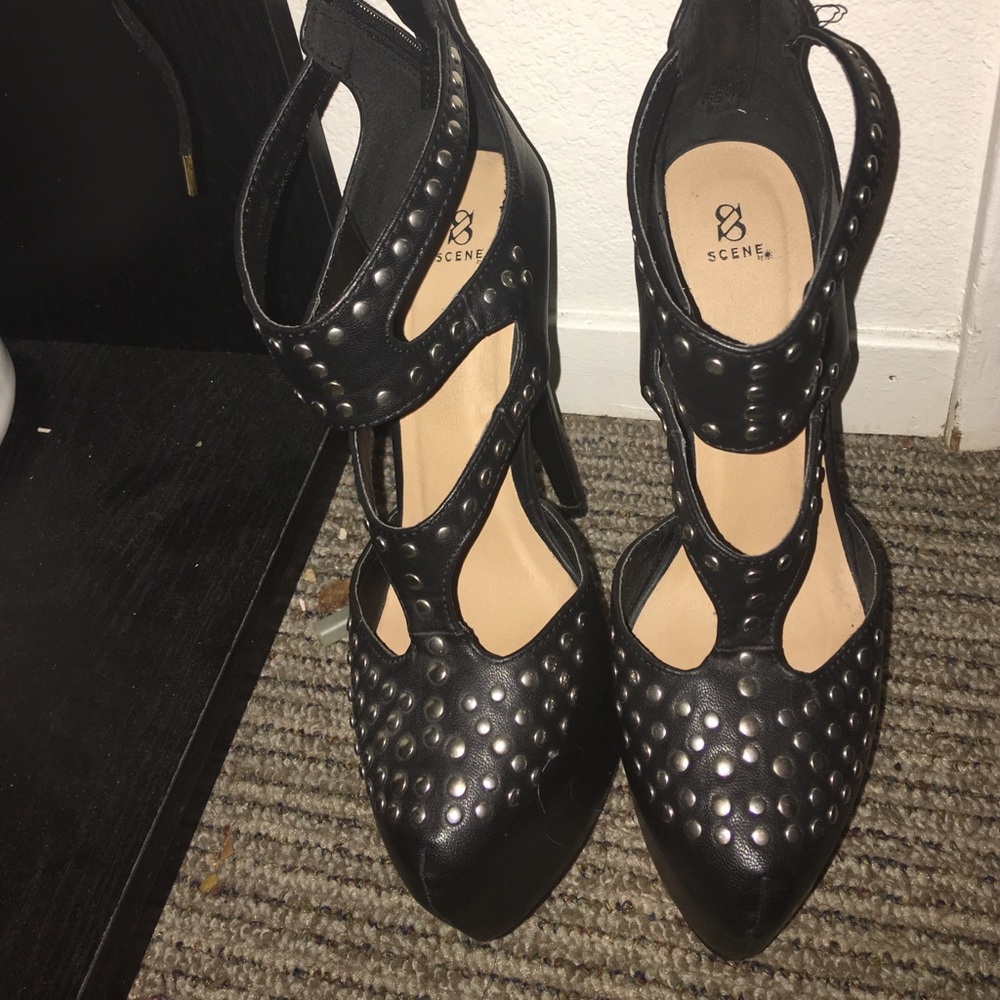 Black studded High heels