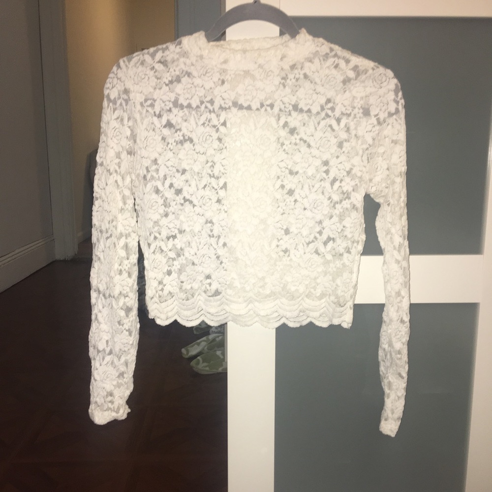 Lace Sexy White Crop Top Sz M