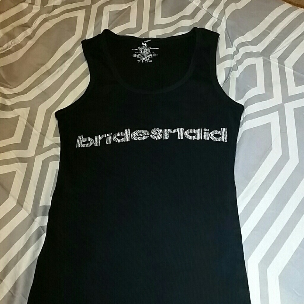 Bridesmaid Rhinestone Black Tank Top