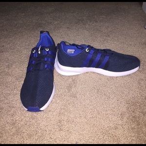 Navy, blue, and white adidas men's sneakers