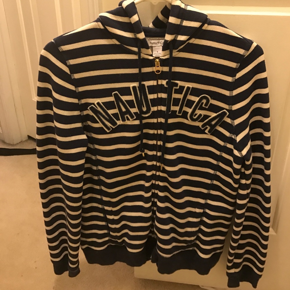 Navy & white striped Nautica Zip Jacket