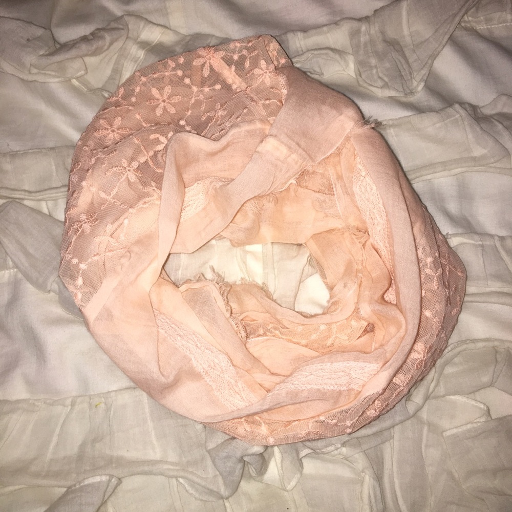 Blush Infinity Scarf with sheer flowers