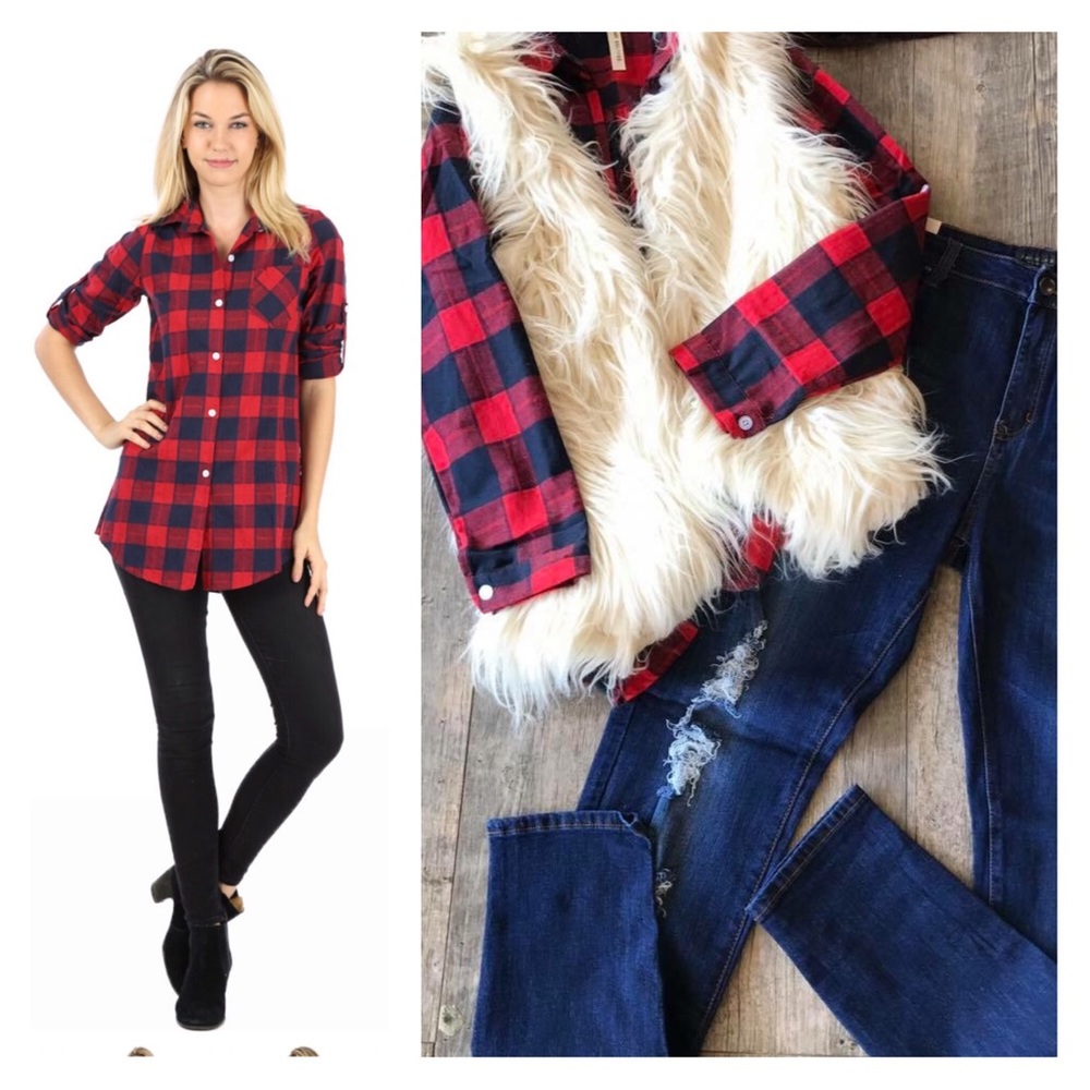New plaid tunic button downs