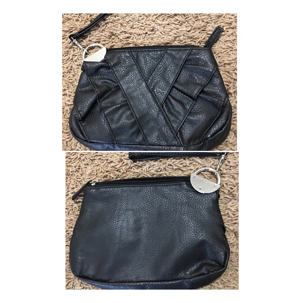 Black ruffle wristlet