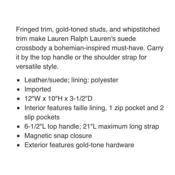 NWT LRL Woodbine Layla Suede Crossbody - Picture 8 of 8