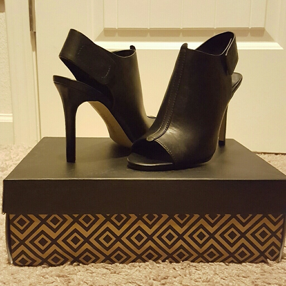 Black Open Toe Bootie Heels