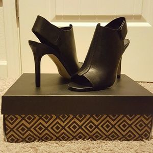 Black Open Toe Bootie Heels