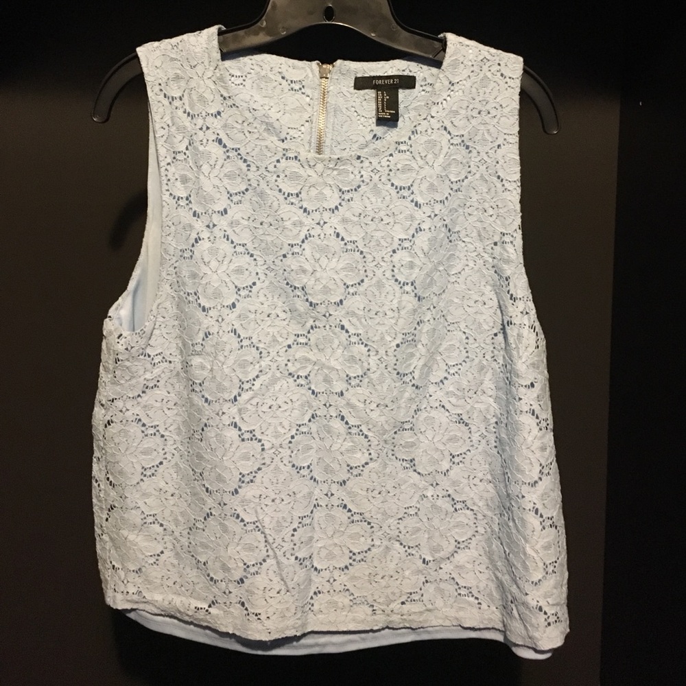 Sky blue lace top