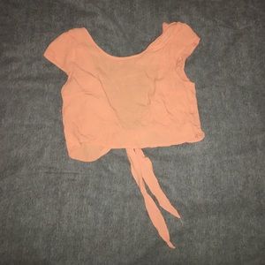 peach tie back crop top