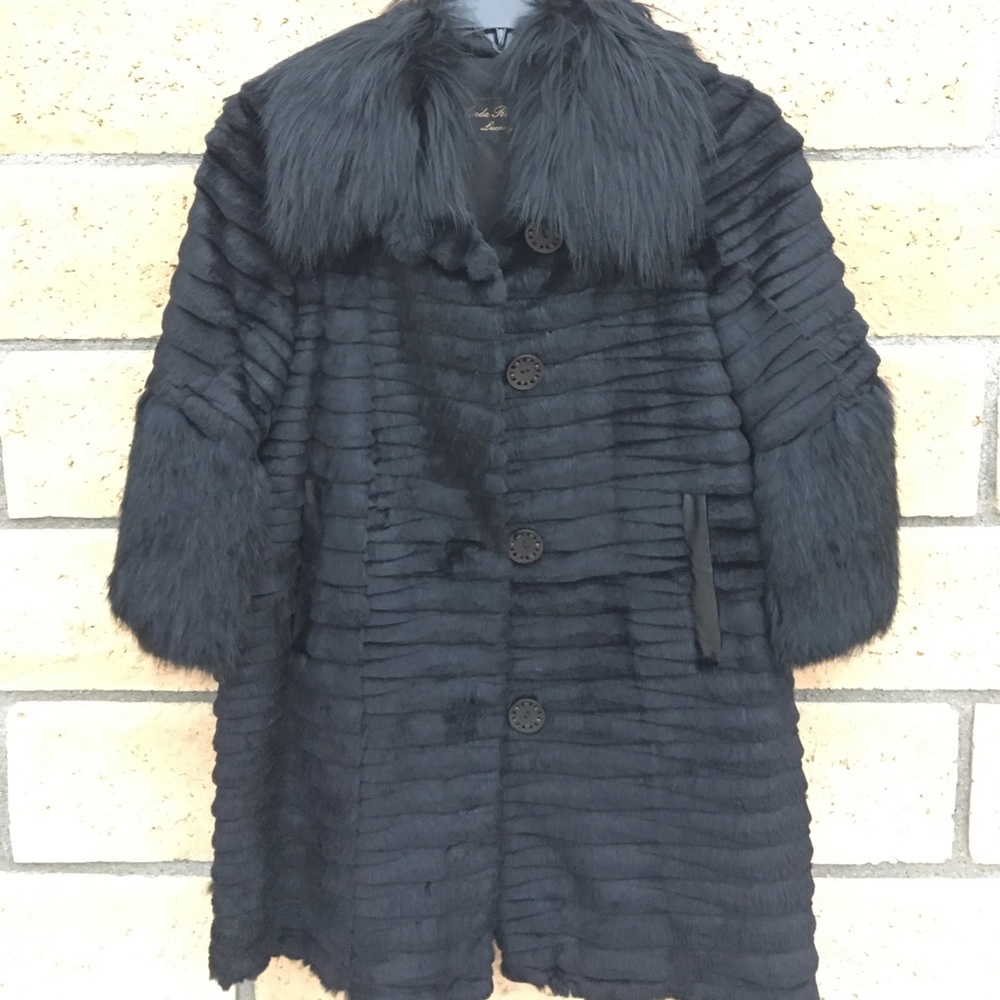 Linda Richards luxury genuine rabbit fur coat
