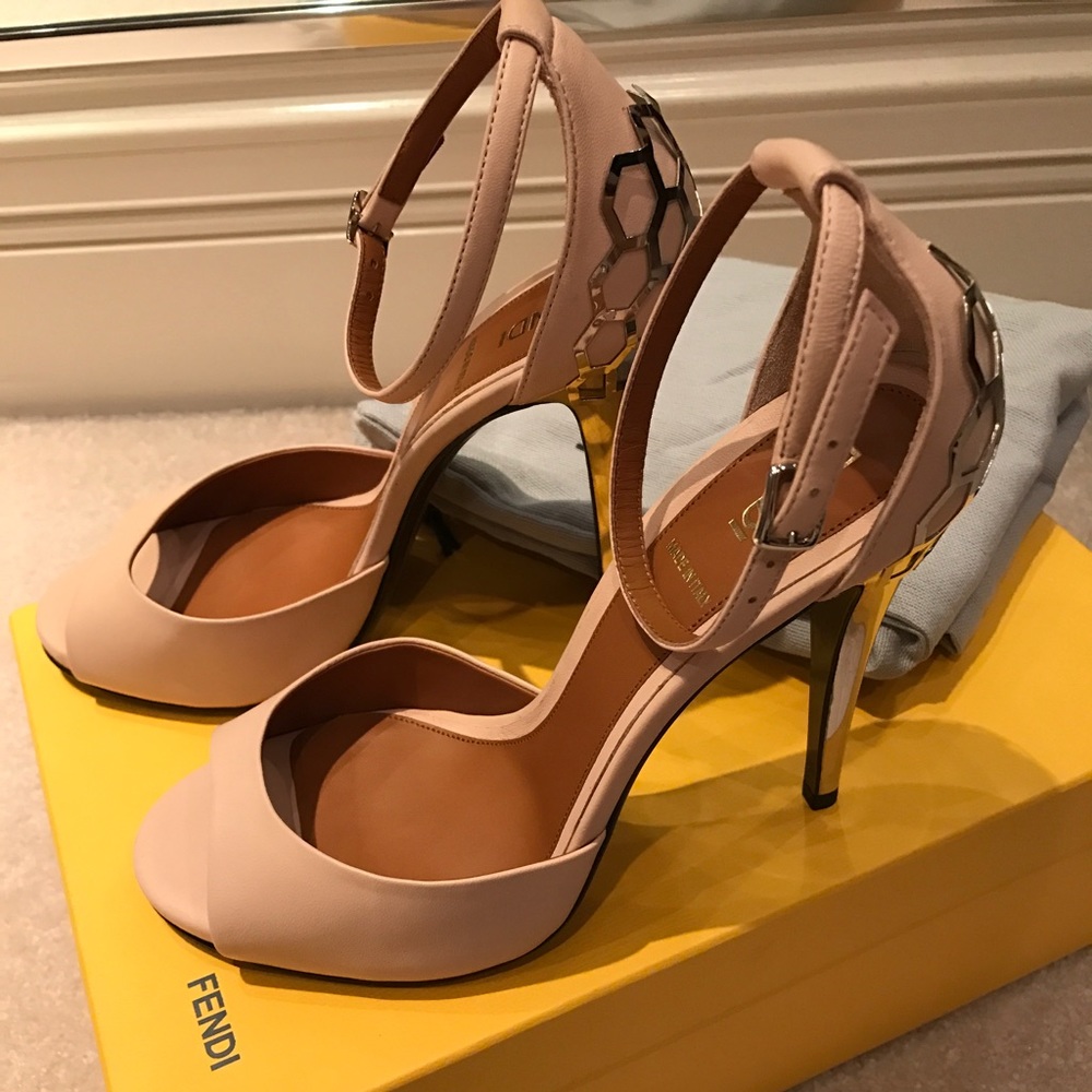 Fendi Honeycomb Heels with Ankle Strap