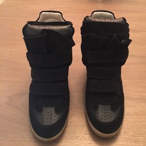 Isabel Marant Black Suede Bekkett Wedge Sneakers