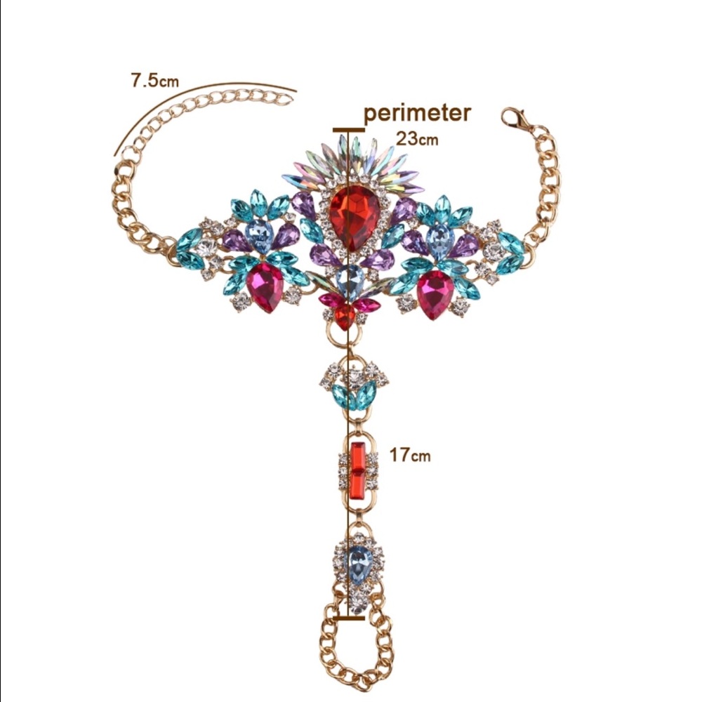 New Colored Crystal Statement Anklet - Picture 2 of 2