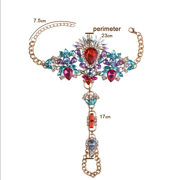 New Colored Crystal Statement Anklet - Picture 2 of 2