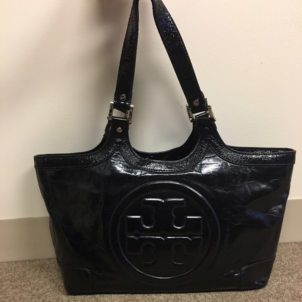 Black patent leather Tory Burch tote