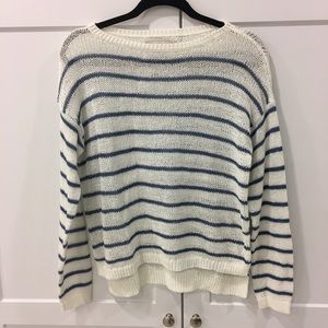 Ann Taylor Blue and White Knit Sweater