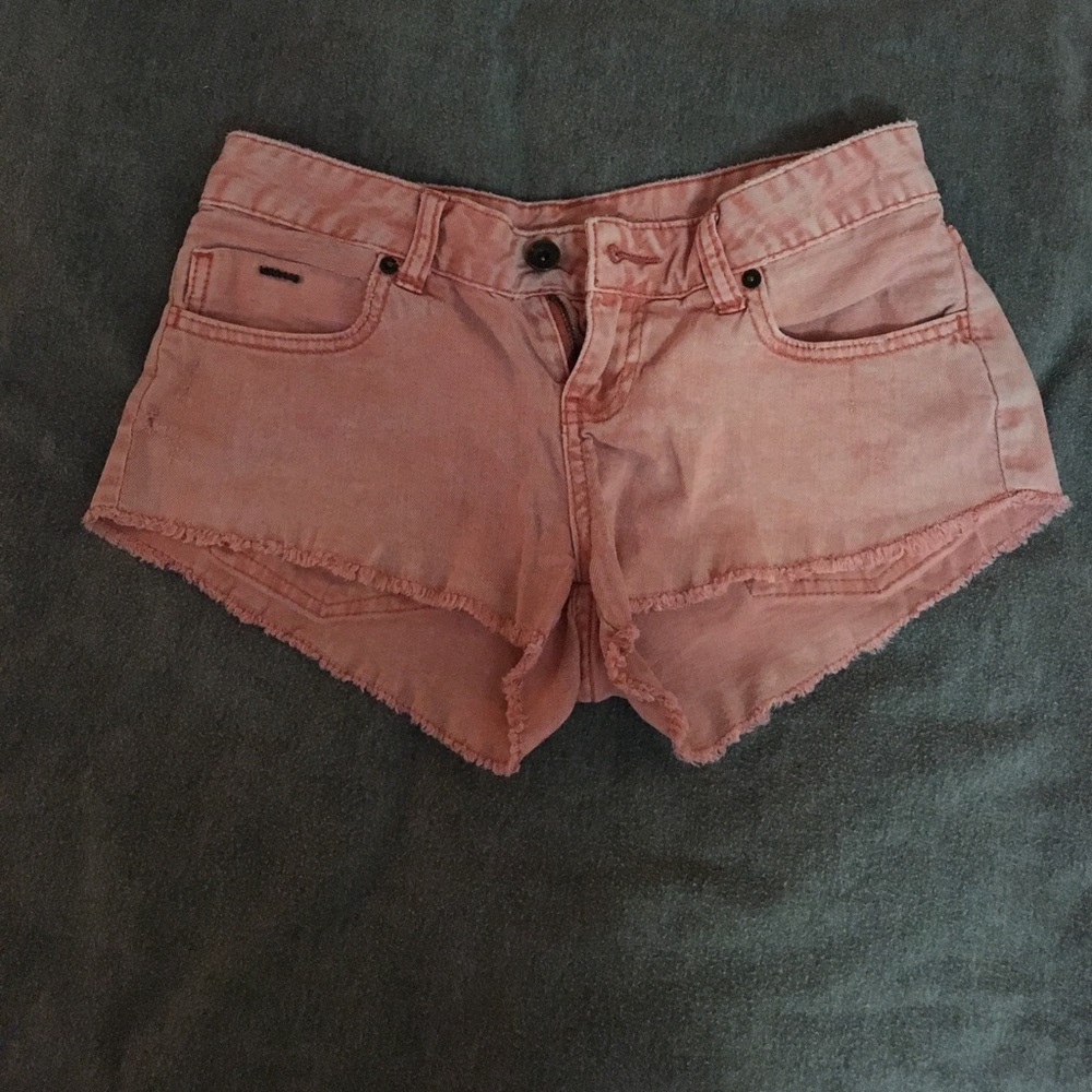 pink jean shorts