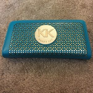 Teal and gold clutch