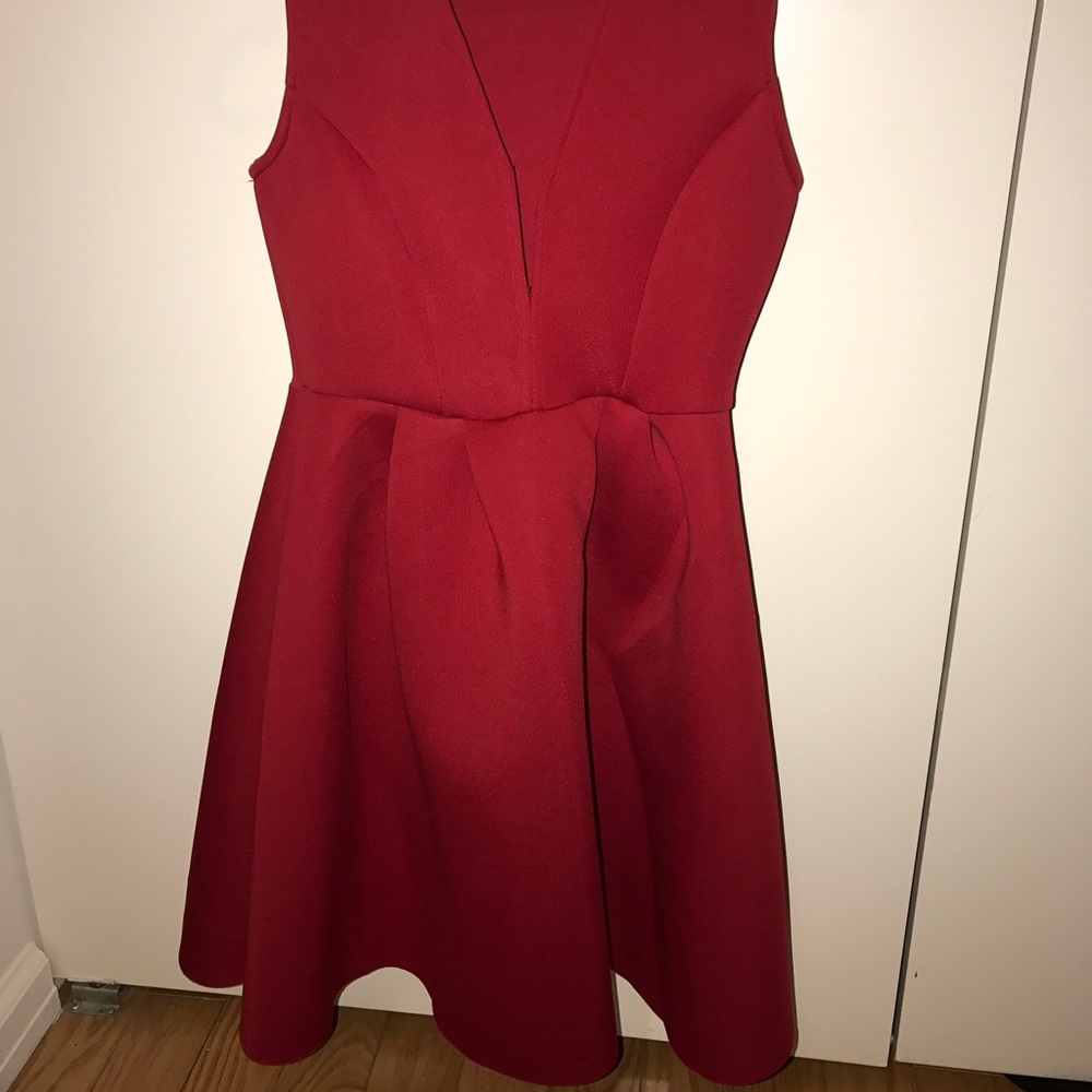 Red V Neck Dress