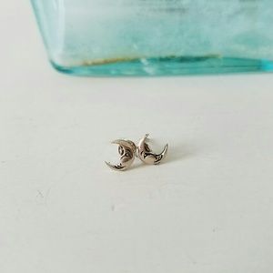 Crescent Moon Stud Earrings