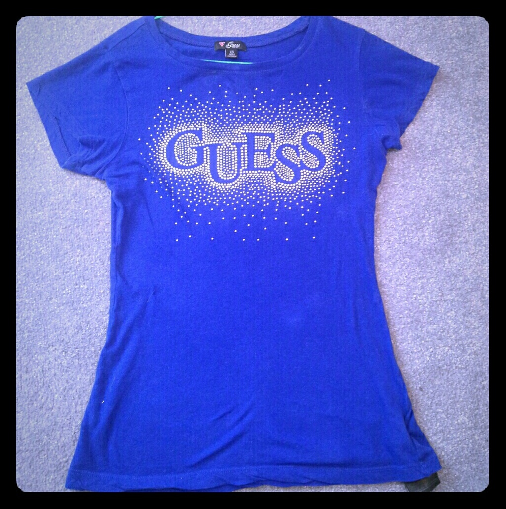 Stunning Guess T-shirt Deep Purple-Blue Color