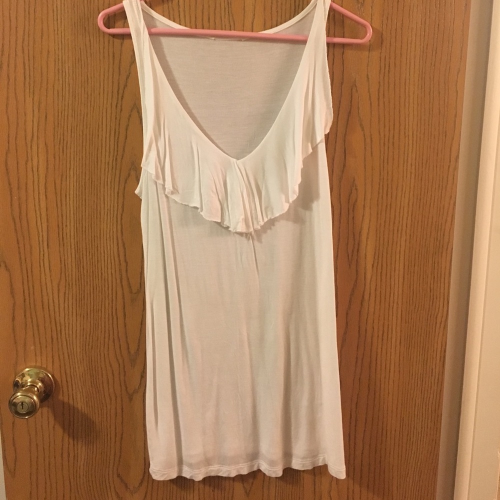 White ruffle tank top