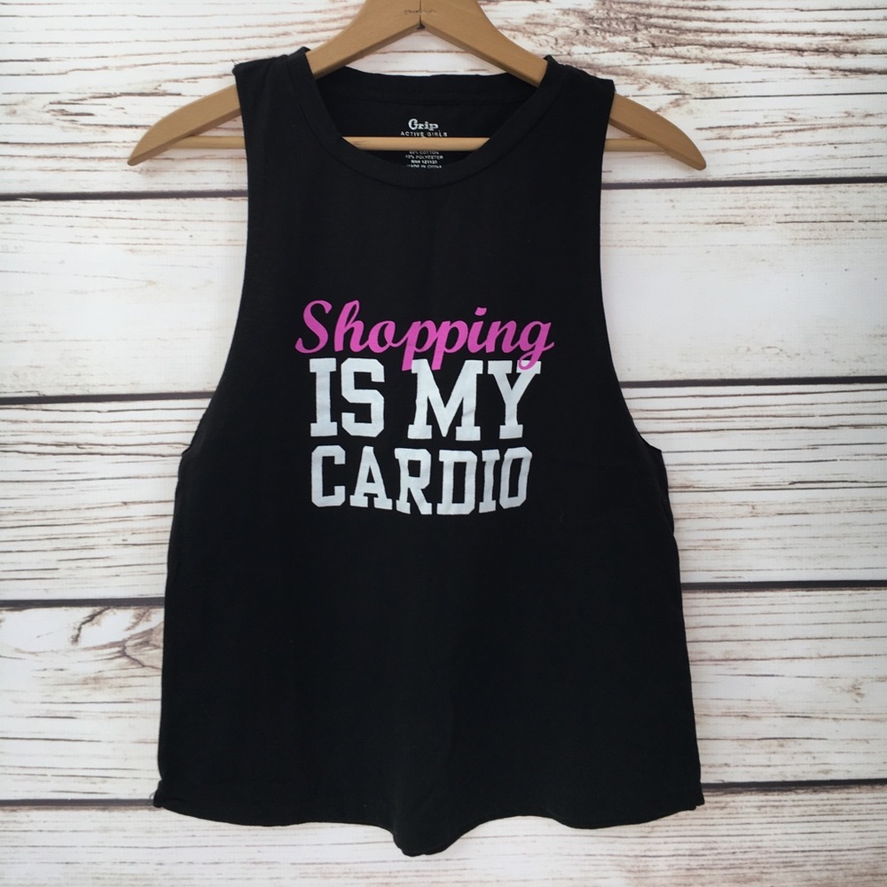 "Shopping is my Cardio" Work Out Tank Sz: S