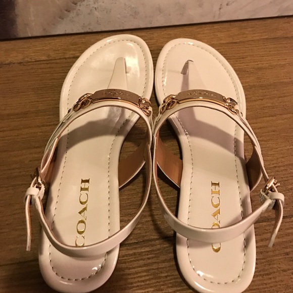New Cream Coach Sandal w/ankle strap - Picture 2 of 4