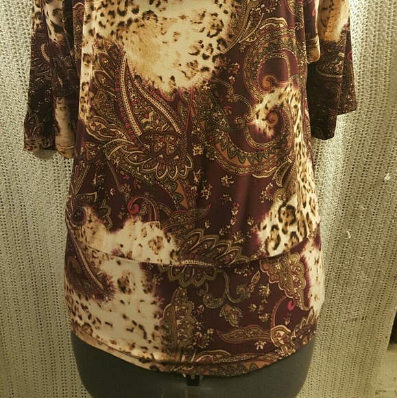 Susie in the City Stretch Top Cowl Neck Brown Smal - Picture 2 of 8