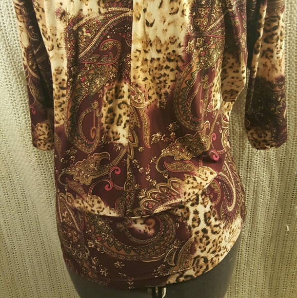 Susie in the City Stretch Top Cowl Neck Brown Smal - Picture 6 of 8