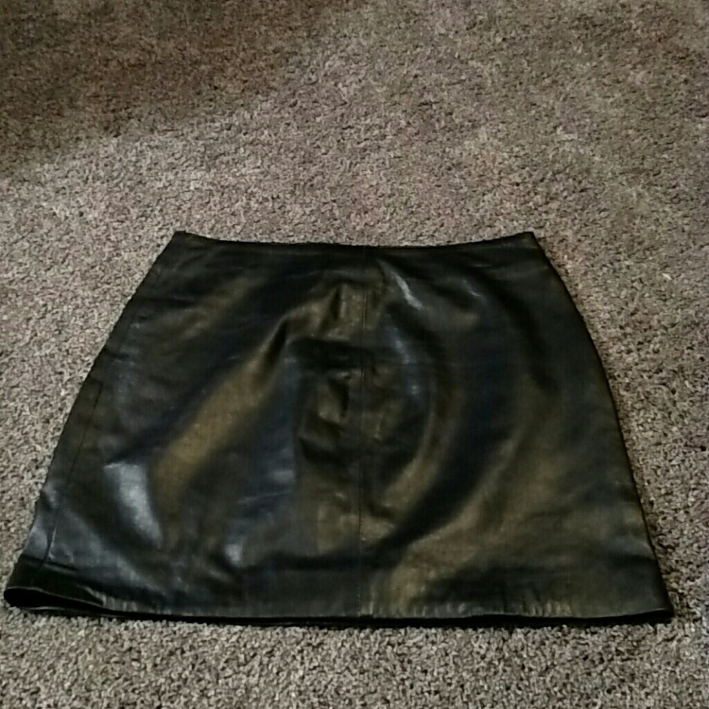 Skirt, Black Lambskin Leather