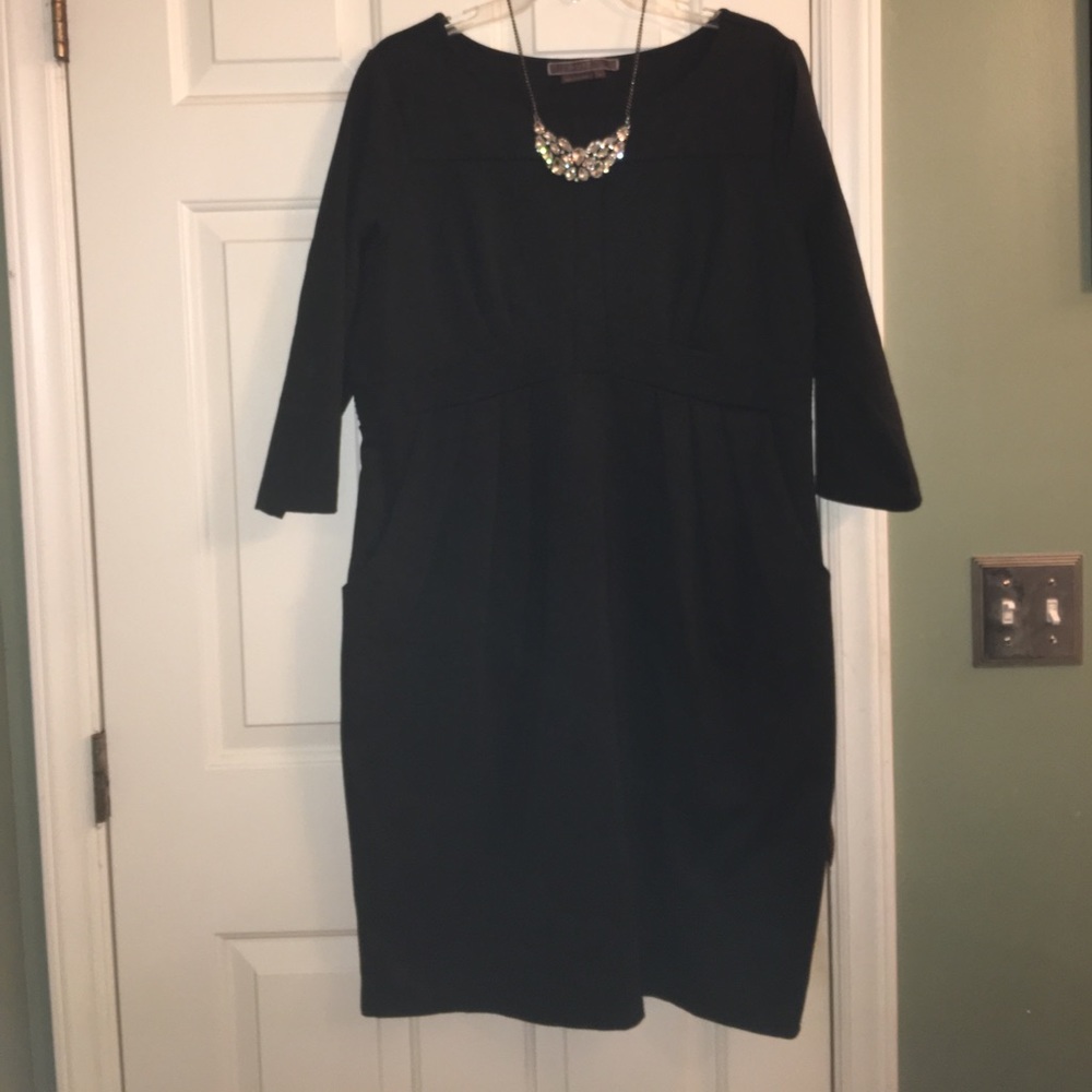 Black midi dress w/ front pockets