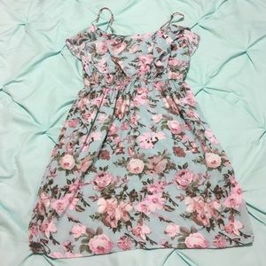 Light blue Sundress with pink roses.