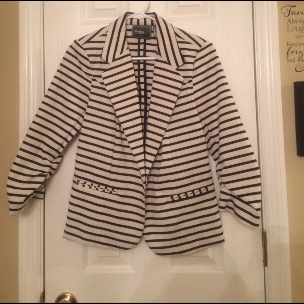 Black and white striped blazer